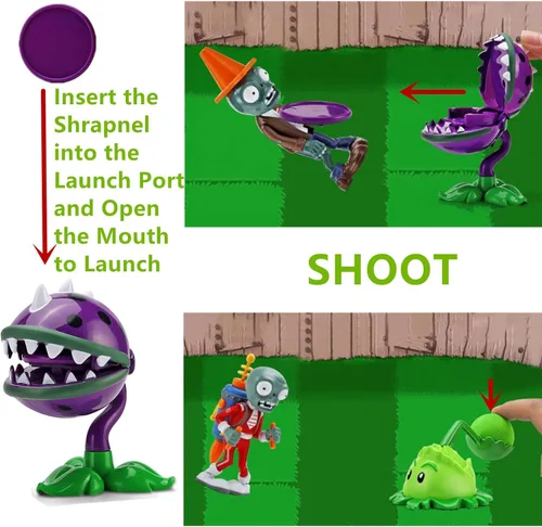 Vista 5 de JHESAO Juego de 4 juguetes de plantas y zombis, figuras de acción Zombies PVZ, serie 1, 2, grandes regalos para niños y fanáticos, cumpleaños