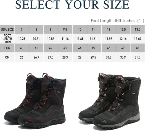 Vista 2 de Botas de senderismo ligeras e impermeables para hombre de tiro medio, botas de nieve antideslizantes para exteriores