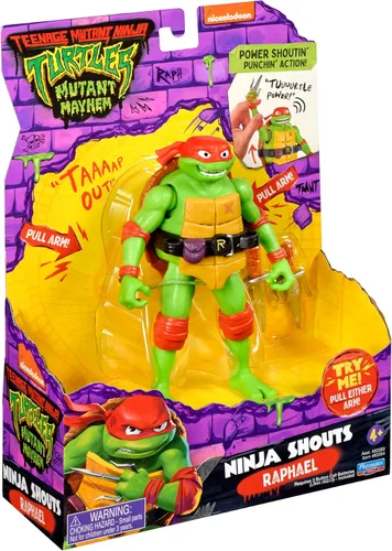 Vista 5 de Teenage Mutant Ninja Tortugas: Mutant Mayhem 5.5" Raphael Deluxe Ninja Shouts Figura por Playmates Toys