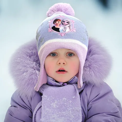 Vista 2 de Disney Juego de gorro y guantes de invierno para niñas de 2 a 4 años o Frozen 2 con gorro Elsa Anna y guantes para niños de 4 a 7 años