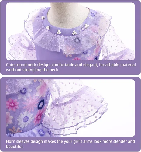 Vista 6 de Disfraz mágico para niñas, disfraz de fiesta de cumpleaños de Halloween, disfraz de cosplay con múltiples accesorios para niños