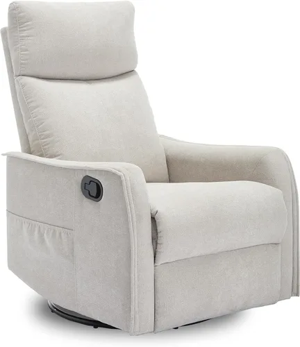 Vista 9 de cinkehome Silla Reclinable Giratoria Mecedora con Masaje Térmico, Sillas Reclinables Mecedoras para Guardería, Espacios Pequeños, Respaldo Alto