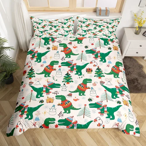 Vista 8 de Feelyou Juego de ropa de cama de Navidad gris para niños, tamaño individual, funda de edredón enana de Navidad para niños, niñas, adolescentes
