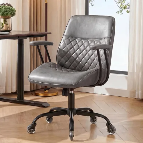 Vista 9 de NEO CHAIR Silla de oficina de cuero PU marrón con diseño ergonómico