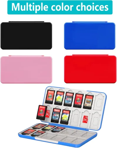 Vista 6 de YUNKOZAND Switch Game Card Case Compatible with SwitchOLEDLite,Portable Switch Game Holder with 24 Games Cartridge Slot&24 SD Card Storage, Travel