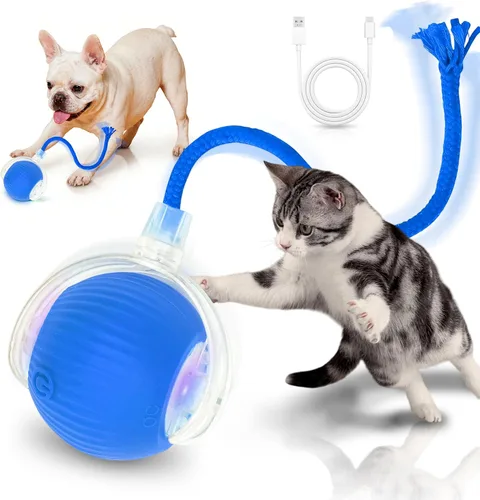 Vista 10 de Juguetes Interactivos para Gatos de Interior Pelota Automática Inteligente que Rueda para Gatitos Aburridos Mascota Mejorada de Movimiento Rápido
