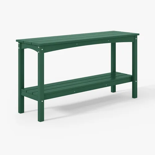 Vista 15 de WestinTrends Malibu - Mesa consola Adirondack de 55 pulgadas para patio al aire libre, 2 niveles, teca