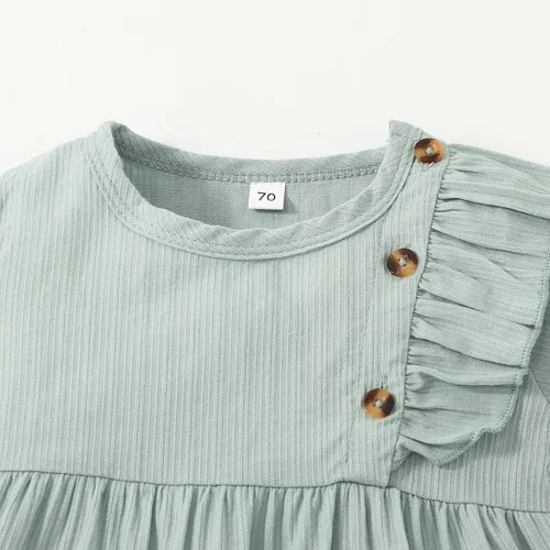 Vista 4 de Cecobora Conjunto de ropa de algodón y lino para bebés recién nacidos y niñas