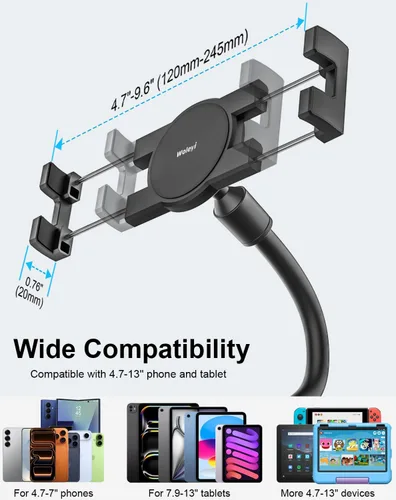 Vista 6 de Soporte para tablet de automóvil, soporte ajustable de 10.5 pulgadas, soporte para tablet con brazo de cuello de cisne, compatible con iPad