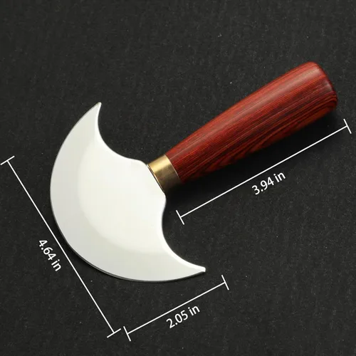 Vista 6 de Cuchillo de cuero Coowolf con mango de madera, herramientas de trabajo de cuero para cortar, pelar y recortar