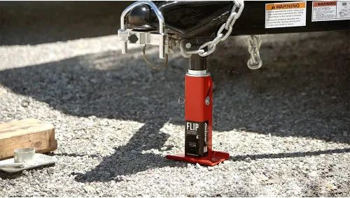 Vista 8 de Southwest Wheel 2,000 libras superior Wind RAM Zinc A-Frame Trailer Jack w/6" Flip Foot