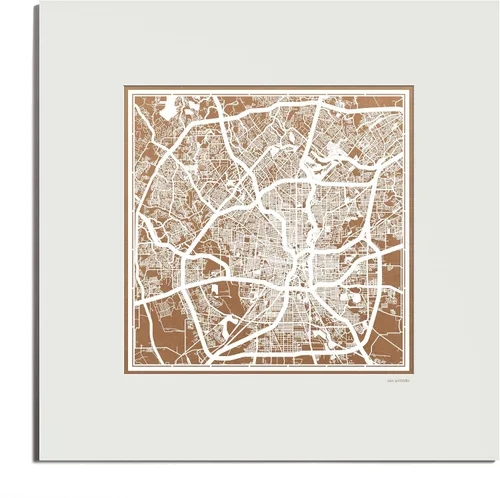 Vista 53 de O3 Design Studio San Diego, CA Paper Cut Map Matted Grey 20x20 in Paper Art