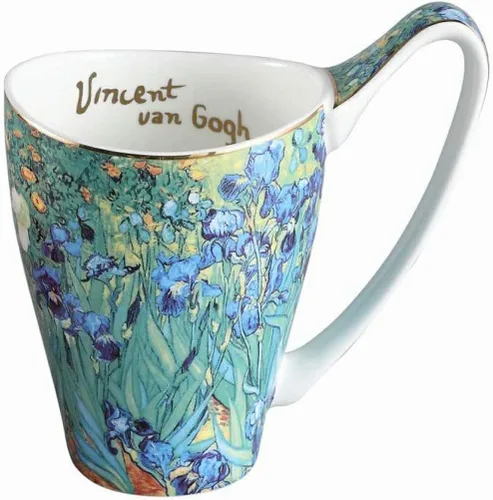 Vista 13 de Taza de café de porcelana de hueso YBK Tech, taza grande de 16oz de té - Diseño inspirado en las pinturas de Van Gogh (flor de albaricoque)
