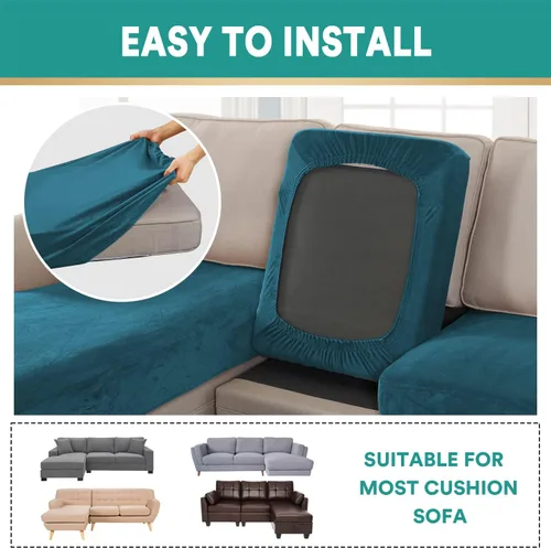 Vista 51 de OKYUK Fundas para sofá modular, 3 piezas, fundas de cojín de terciopelo para sofá, en forma de L, funda de cojín separado para sofá, protector