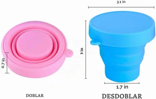 Vista 4 de Guissi Taza plegable compacta de silicona, taza plegable reutilizable de grado alimenticio con tapas, juego de bebida retráctil expandible