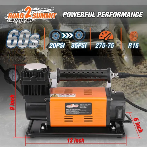 Vista 3 de Kit de compresor de aire portátil de 12 V resistente que infla 6.35 CFM (180 L/min), máximo 150 PSI, kit de compresor de aire todoterreno