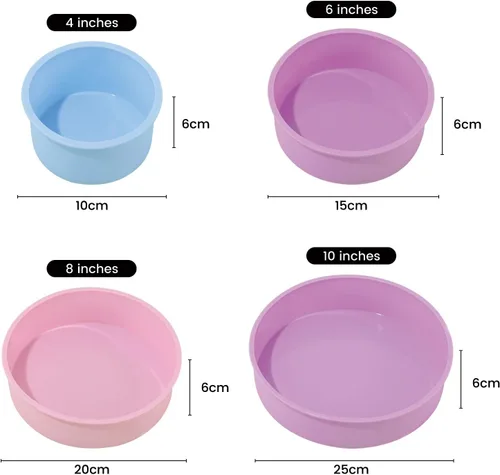 Vista 9 de Paquete de 2 moldes redondos de silicona para tartas, molde circular reutilizable de silicona para pasteles de gasa, sin BPA (color A -10 pulgadas)