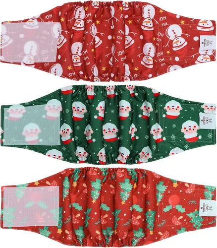 Vista 47 de CuteBone - Pañales lavables para perro macho, banda abdominal, paquete de 3 unidades, color negro, modelo DM54XS