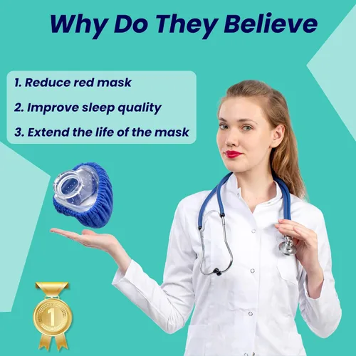 Vista 3 de NATAKU Paquete de 8 mascarillas faciales reutilizables CPAP' nasales para mascarilla N20, C con cojín de tela transpirable, reduce las marcas
