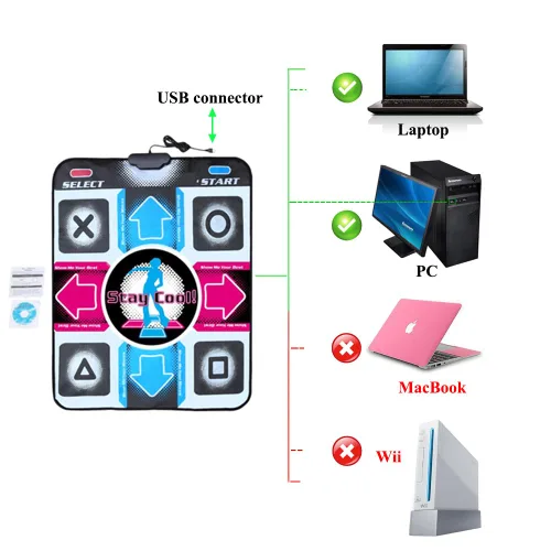 Vista 2 de OSTENT USB Non-Slip Dancing Step Dance Mat Pad Blanket for PC Laptop Computer Video Game