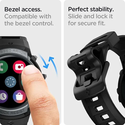 Vista 7 de Spigen Rugged Armor Pro - Correa diseñada para Samsung Galaxy Watch FE (2024), 5 de 1.575 in (2022), 4 de 1.575 in (2021) con protector de funda