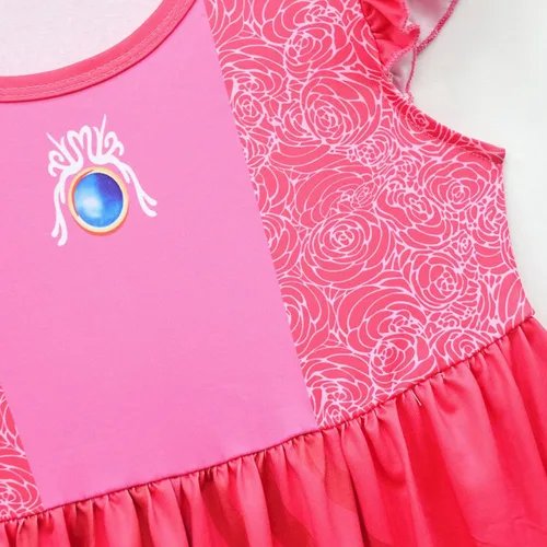 Vista 7 de HAZOOR Disfraz de princesa melocotón para niñas, vestido de cosplay de princesa Super Brothers