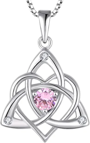 Vista 13 de STARCHENIE Celtic Knot Necklace for Women 925 Sterling Silver Trinity Love Knot Pendant Birthstones Jewelry 38-Ópalo-Oct