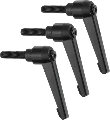 Vista 23 de uxcell 3 perillas ajustables M5 x 0.472 in, rosca macho, botón de trinquete, cierre rápido, perno giratorio para maquinaria de torno, color negro