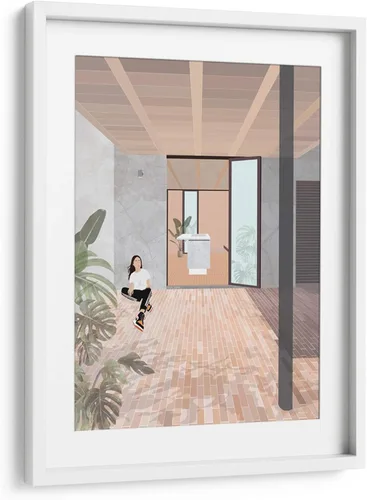 Vista 8 de Canvas Lab Tello House by DRAM 11 x 15 in Fine Art Framed Print, Frame Color: Black, With Mat Architecture, Illustrations, Minimalist