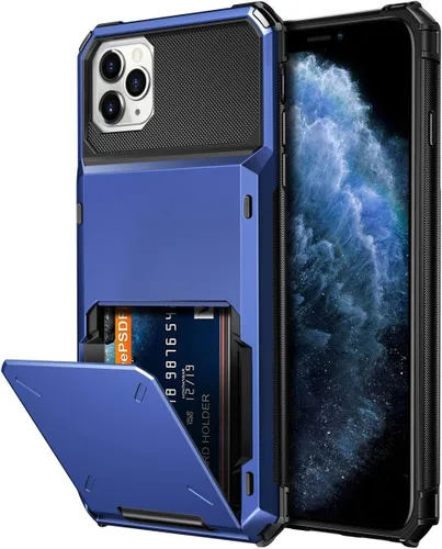 Vista 18 de Vofolen Funda protectora para iPhone 11, 4 tarjetas, ranura para identificación, puerta abatible, bolsillo oculto, antiarañazos, doble capa
