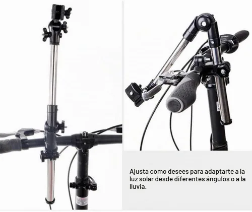 Vista 2 de Xiaokeis Soporte para sombrilla de bicicleta, soporte de paraguas para cochecito, soporte de montaje de bicicleta de acero inoxidable, soporte