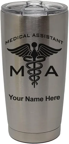 Vista 31 de LaserGram Taza aislada al vacío de 20 onzas, asistente médico MA, grabado personalizado incluido (negro)