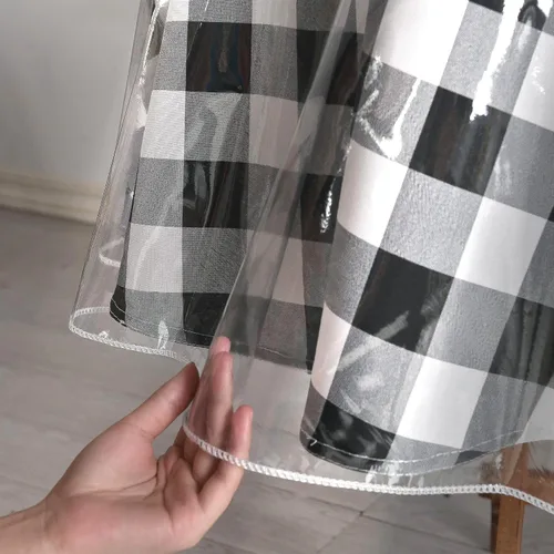 Vista 9 de Hiasan - Mantel rectangular de plástico transparente 100% impermeable, a prueba de aceite, resistente a las manchas, lavable, protector de mesa