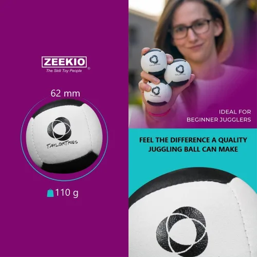 Vista 3 de Zeekio - Taylor Tries Signature - Juego de pelotas de malabarismo para principiantes, todos los niveles y todas las edades - Pelota de cuero