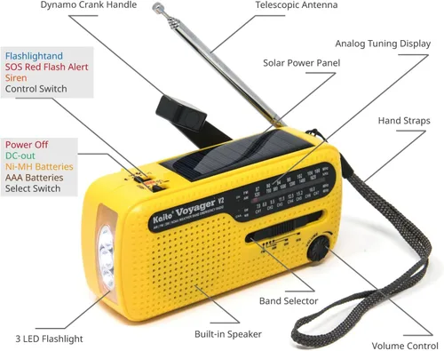 Vista 6 de Kaito Mejor NOAA y SW Portátil Solar/Manivela de mano AM/FM, radio de emergencia meteorológica de onda corta y NOAA con cargador de teléfono celular