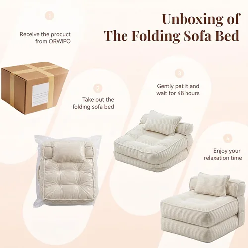 Vista 7 de Sofá cama plegable, silla convertible con almohada, colchón plegable con soporte para la espalda, silla plegable portátil, cama, cómodo sofá