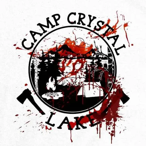 Vista 3 de Pop Threads Camp Crystal Lake Counselor Staff Bloody Horror Graphic Camiseta para hombre