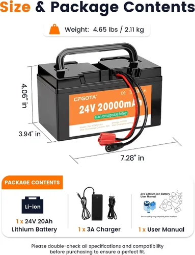 Vista 8 de Batería de litio de 24v 20Ah para juguetes y autos de paseo