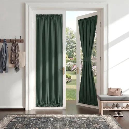 Vista 18 de PONY DANCE Persianas para puertas – Paneles opacos para tratamiento de ventanas, cortinas sólidas de alta resistencia con bolsillo para barra
