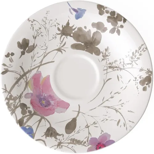 Vista 6 de Villeroy & Boch Mariefleur Gris Basic Breakfast - Plato redondo de porcelana premium con una decoración de flores juguetona, apto para lavavajillas