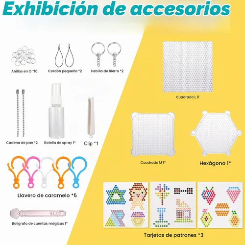 Vista 5 de Kit de Cuentas de Fusión Sin Plancha 3220 Piezas de Cuentas en 32 Colores Kit de Iniciación de Creatividad Ilimitada