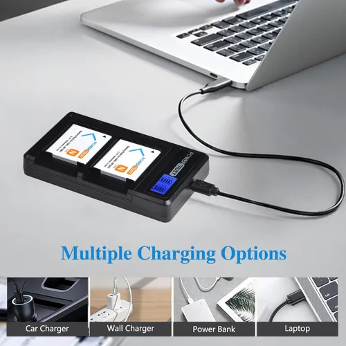Vista 4 de Paquete de 2 baterías NP-BN1 BN1 de 1400 mAh + cargador USB dual LCD para Sony Cyber-Shot DSC-QX10 QX100 T99 T110 TF1 TX5 TX7 TX9 TX10 TX20 TX30