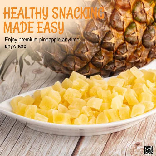Vista 4 de Oh! Nuts Trozos de piña seca - Piña seca - Fruta seca de piña - 1 libra - Fruta deshidratada con menos azúcar añadido