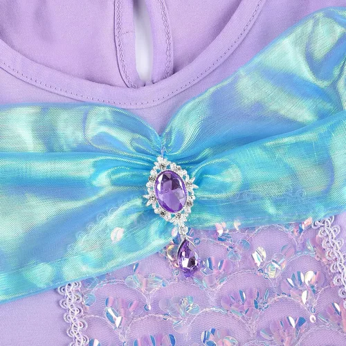 Vista 5 de JerrisApparel Vestido de sirena de princesa para niñas, disfraz de tutú de Halloween, fiesta de cumpleaños, juego de rol