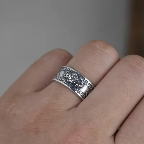 Vista 7 de JILIYUPA 4 anillos de Feng Shui Pixiu, amuleto budista de buena suerte, doble protección, riqueza, amor, salud, regalo para hombres y mujeres