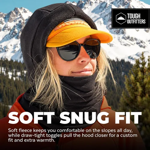 Vista 4 de Tough Headwear Pasamontañas de forro polar - Cubierta facial resistente al viento - Máscara de esquí para equipo de clima frío - Accesorios de Negro