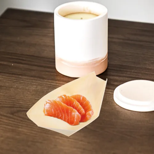 Vista 7 de Hemoton Platos de madera desechables de bambú para barcos de madera, mini sushi, bandeja para servir sushi, bandeja para servir sushi con hojas