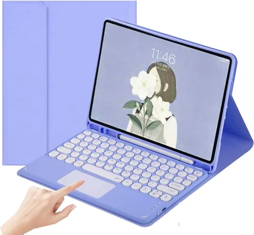 Vista 20 de Funda con teclado para iPad Air2 - Touchpad, magnético, Bluetooth desmontable, funda inteligente delgada para iPad 5ª/6ª generación de 9.7 pulgadas