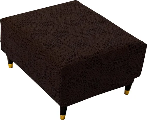 Vista 17 de ADPON Fundas otomanas cuadradas de terciopelo para otomanas, fundas protectoras para reposapiés cuadrados, fundas protectoras para taburetes de Beige