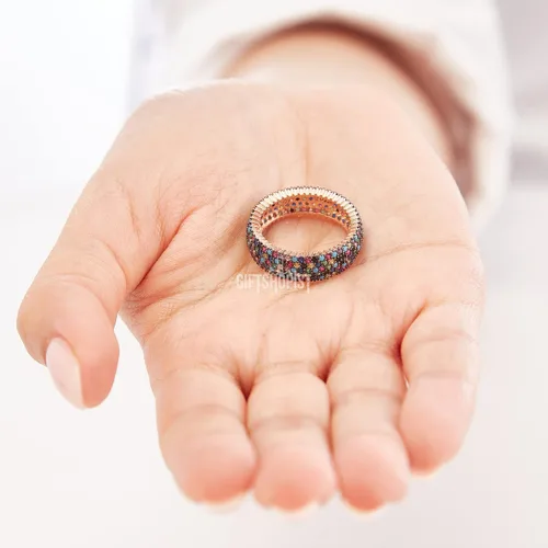 Vista 7 de Diseño especial 5 Líneas Multipiedra Turca Joyería hecha a mano Amatista Rosa Rubí Turquesa Zafiro Citrino Topacio Piedra 925 Anillo de Plata de Ley